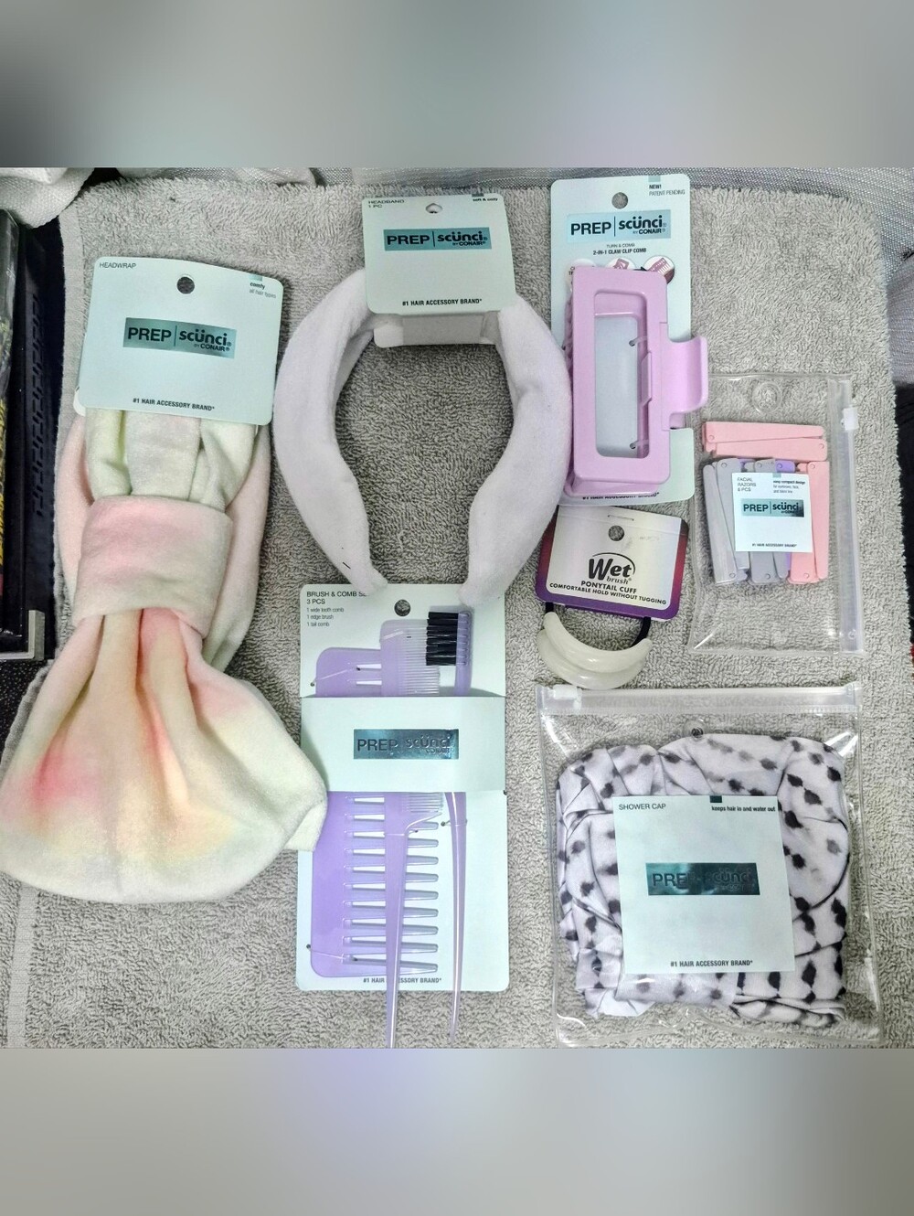 Prep by Scunci Hair Accessory Bundle Claw Clip Headband Razors 7 Pc Set